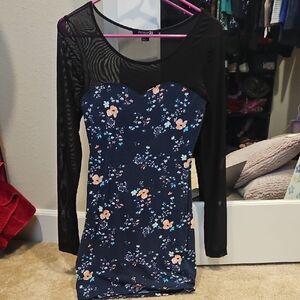 Floral Black and Blue Dress by Forever 21